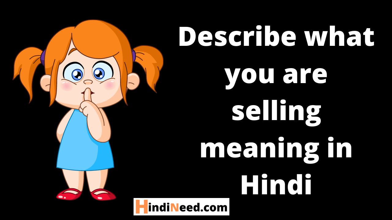 Describe what you are selling meaning in Hindi