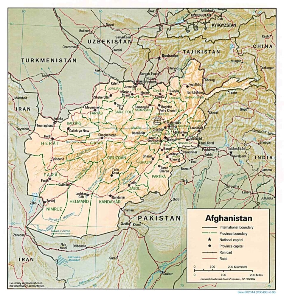 अफगानिस्तान का नक्शा